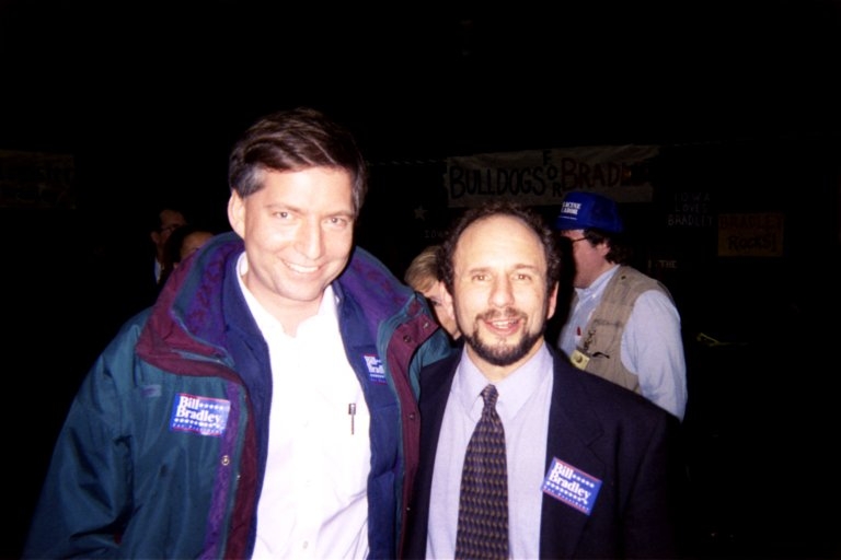 Tim Cohn with Paul Wellstone, 23 January 2004, working on Bill Bradley for President
           Campaign, Des Moines, Iowa